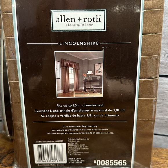 New Allen + Roth Lincolnshire Pleated Tailored Set‎ of 2 Valances - Picture 3 of 3
